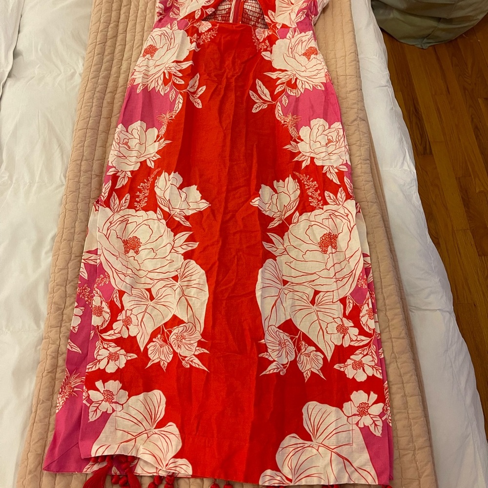 FARM Rio Red and White Floral Halter Dress - Picture 5 of 6